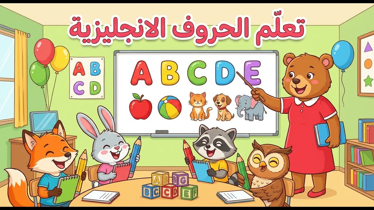 تعليم الحروف الانجليزية جميعها اسلوب كرتوني لطيف