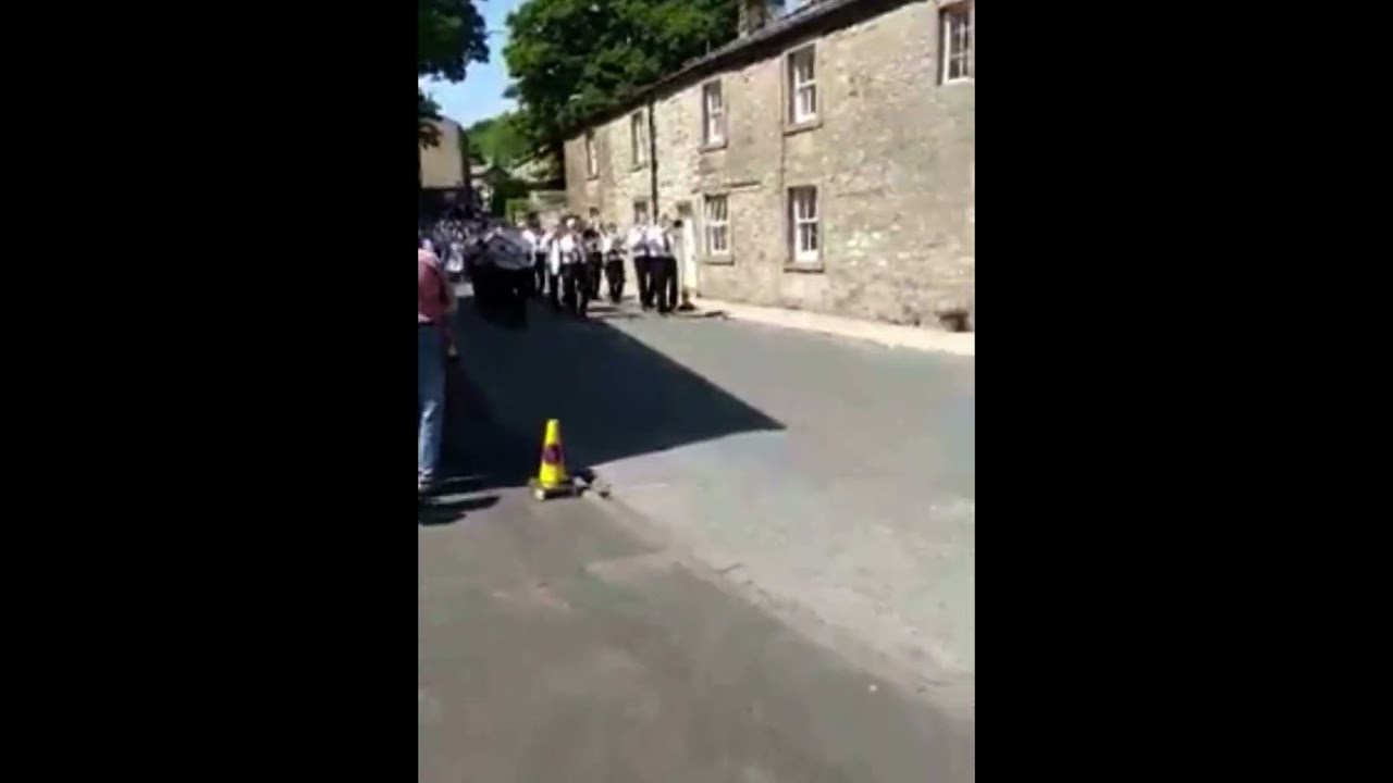 Slaidburn Silver Band performing the Slaidburn March whilst marching through Slaidburn!