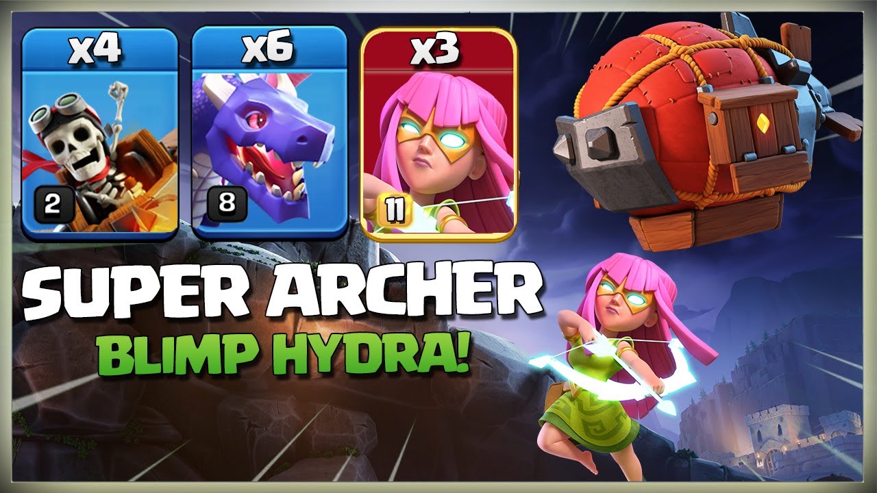 Most POWERFUL! Th13 Super Archer Blimp Hydra Attack Strategy | Best Th13 Attack Strategy in Coc