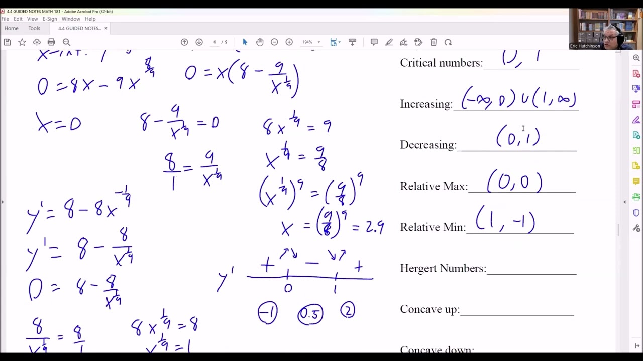 Find Increasing, Decreasing, Concavity, and Graph with a Fractional Exponent
