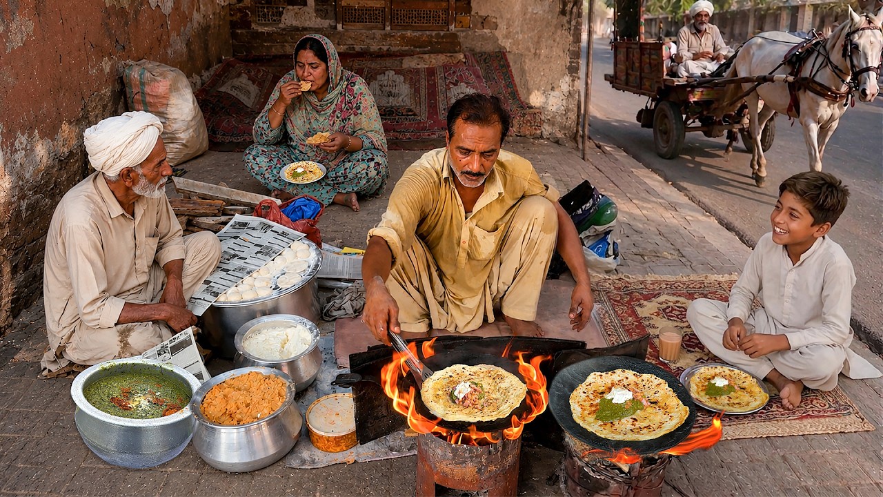 Legendary Saag Aloo Paratha on Wood Fire | Pakistani Roadside Breakfast | Street Food Pakistan