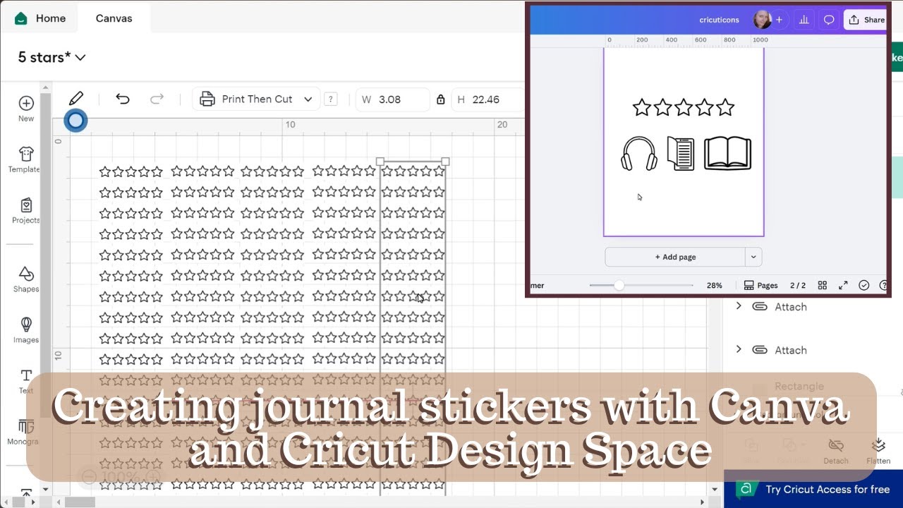 Creating journal stickers using Canva and Cricut Design Space