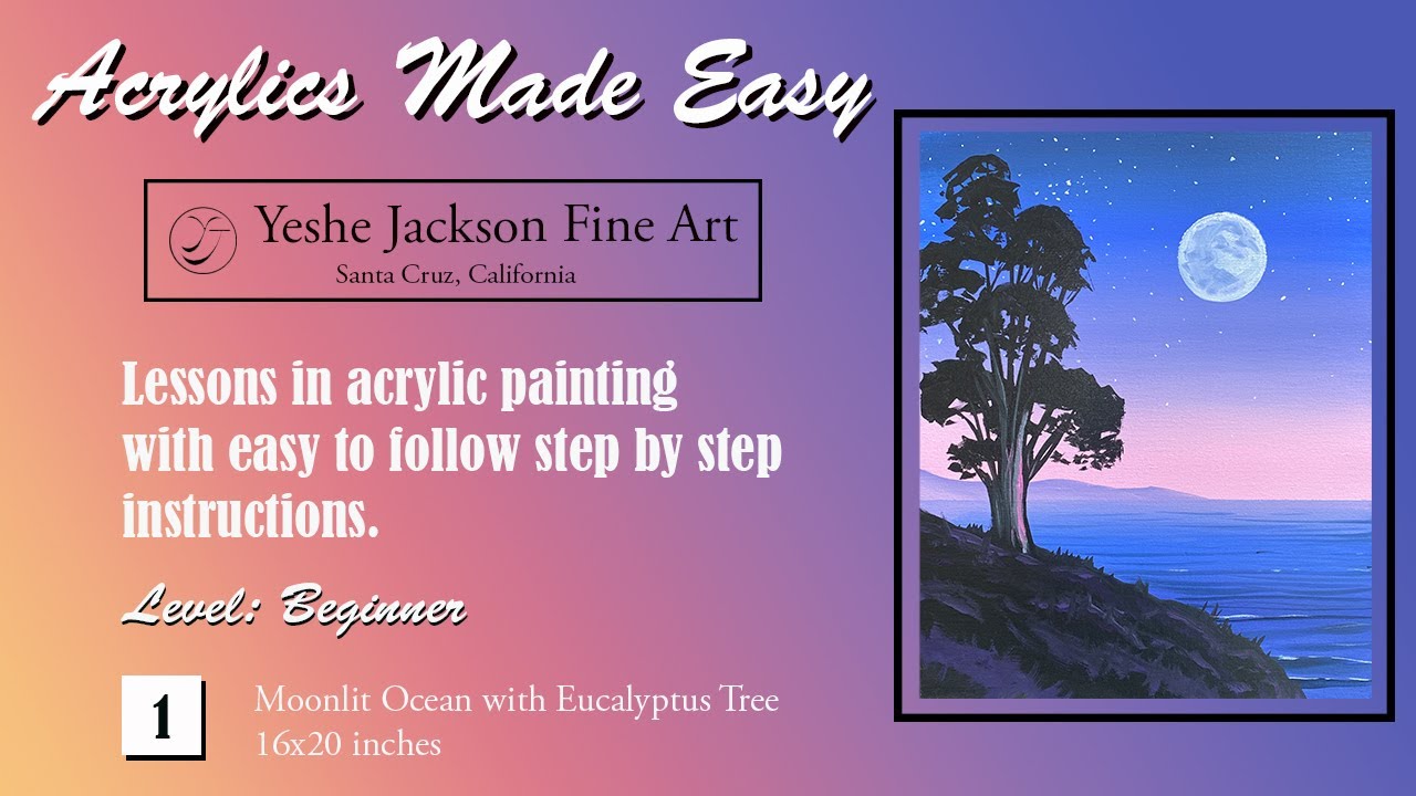 Moonlit Ocean with Eucalyptus Tree