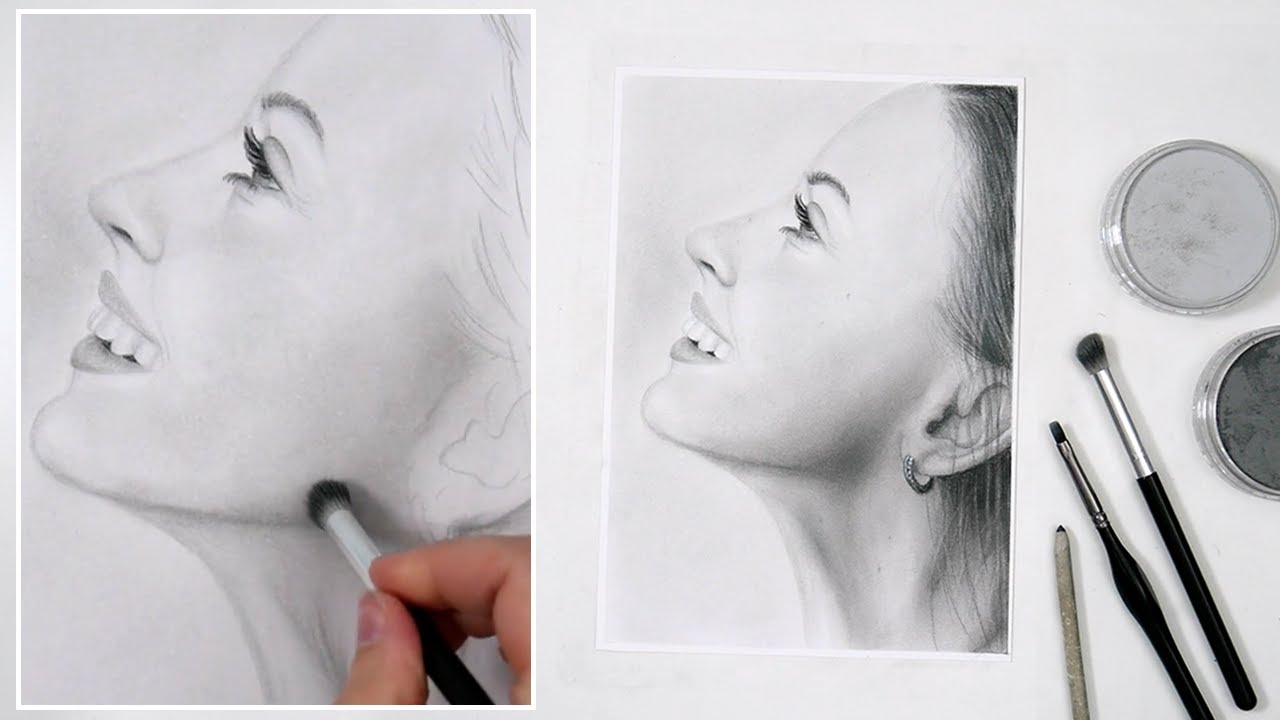 Процесс создания реалистичного портрета — графит, уголь и пастель PanPastel.