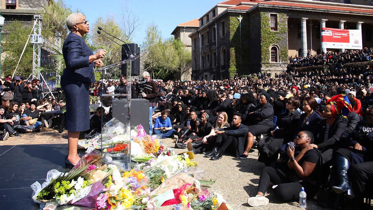 UCT chancellor Mrs Graça Machel speaks at the memorial for Uyinene Mrwetyana
