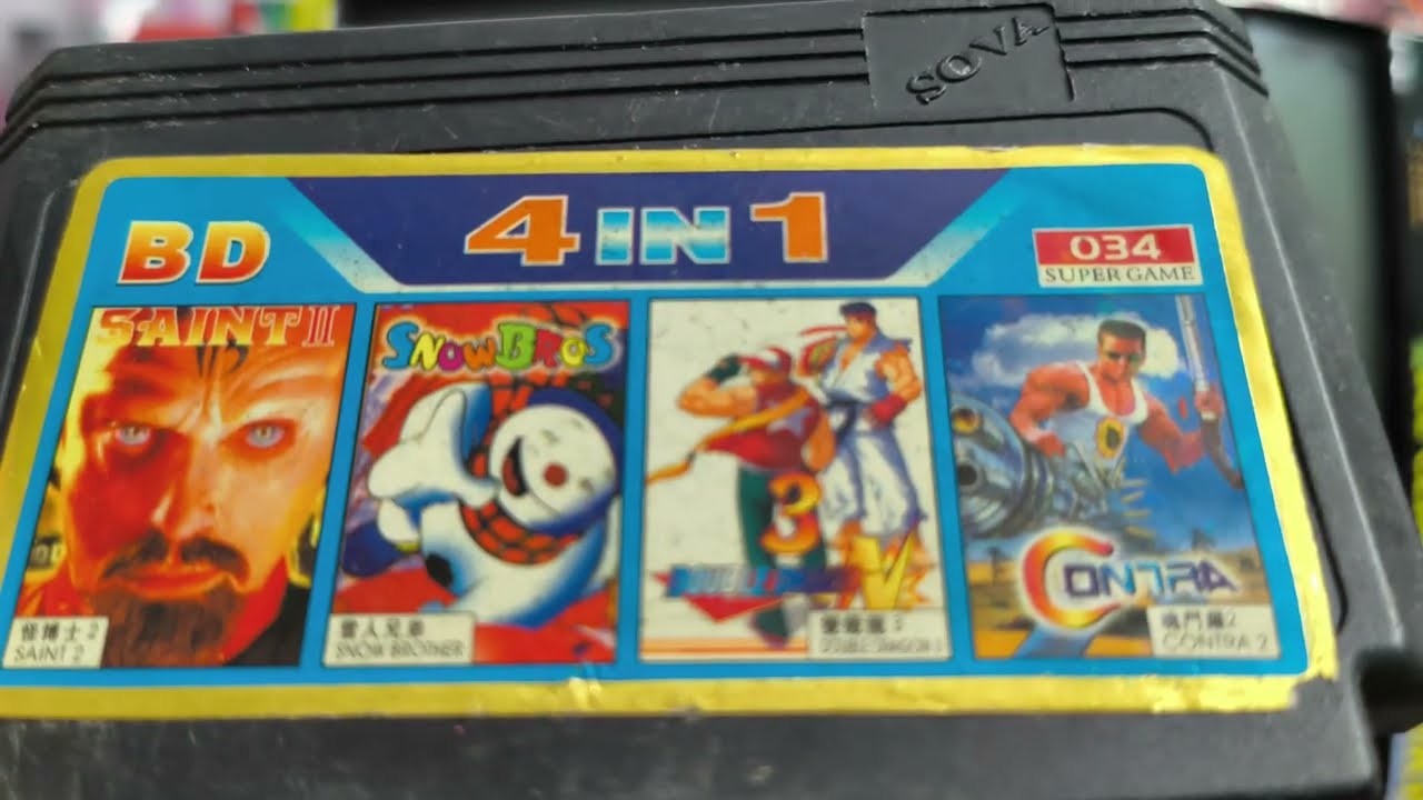 Exploring Cool 8 bit (NES/Famicom) Game Multicart BD 034 Super Game (4 in 1) - Snow Bros, Saint 2 ..