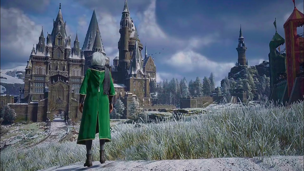 Hogwarts Legacy Relaxing windy Winter Walk ASMR 4K