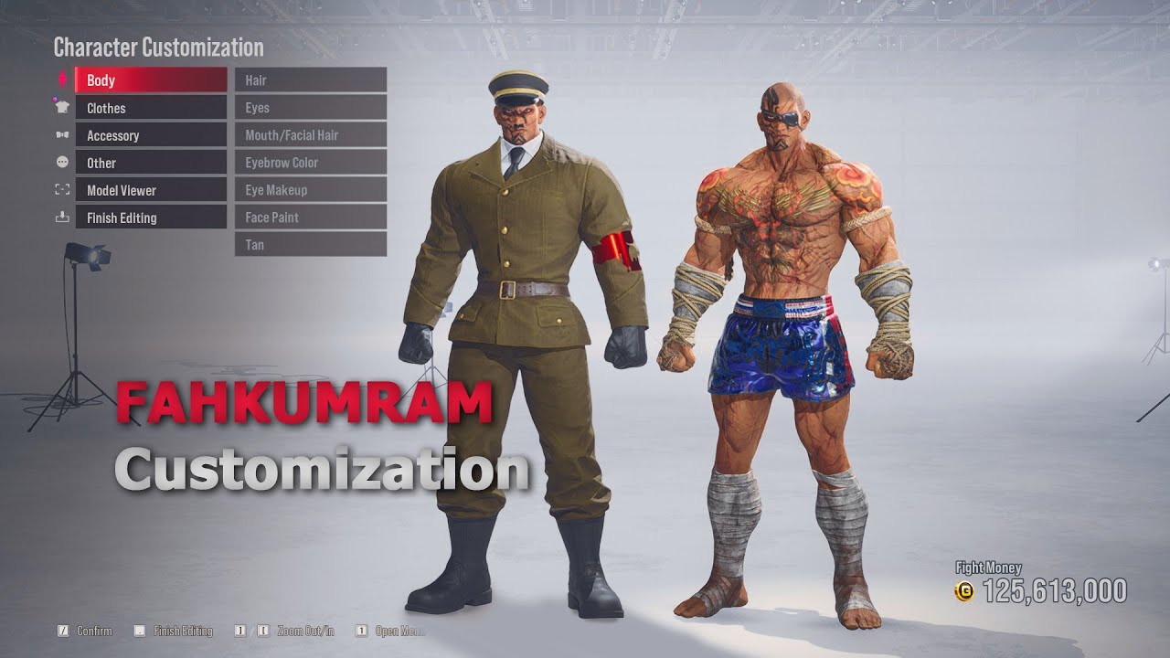 FAHKUMRAM INTO adolf hitler COSTUMES Street Fighter Sagat Style - Custom Skins Outfit Guide TEKKEN 8