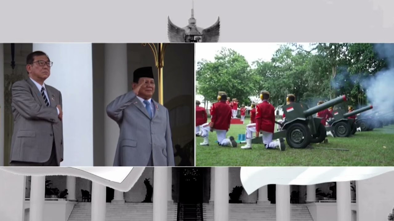 Momen Presiden Prabowo Sambut Meriah PM Jepang dengan Pasukan Kehormatan dan 21 Dentuman Meriam