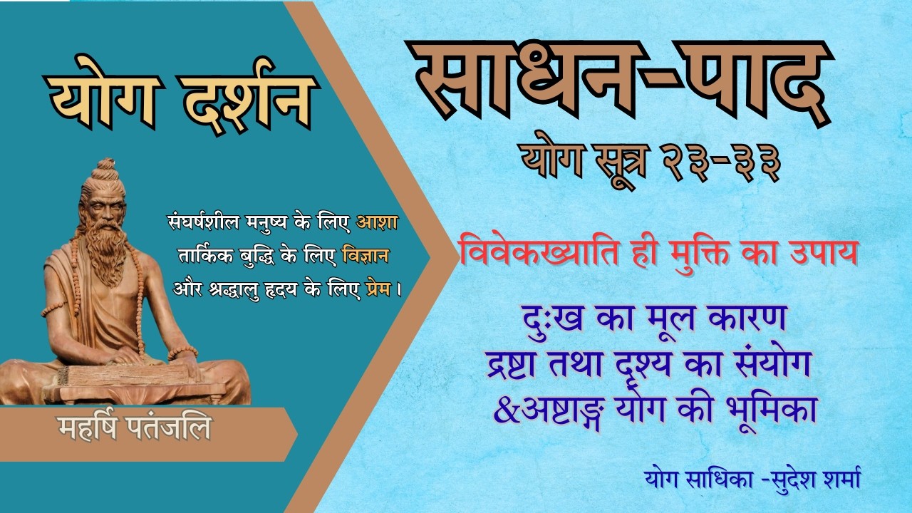 संयोग ही दुःख का कारण | विवेकख्याति और अष्टाङ्ग योग | साधनपाद सूत्र 23–33