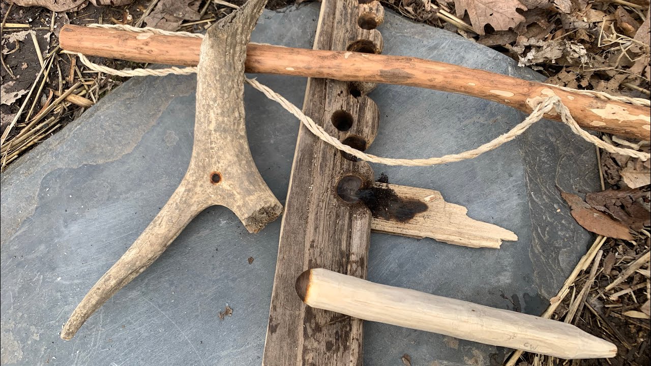 Deer Antler & Rawhide Friction Fire