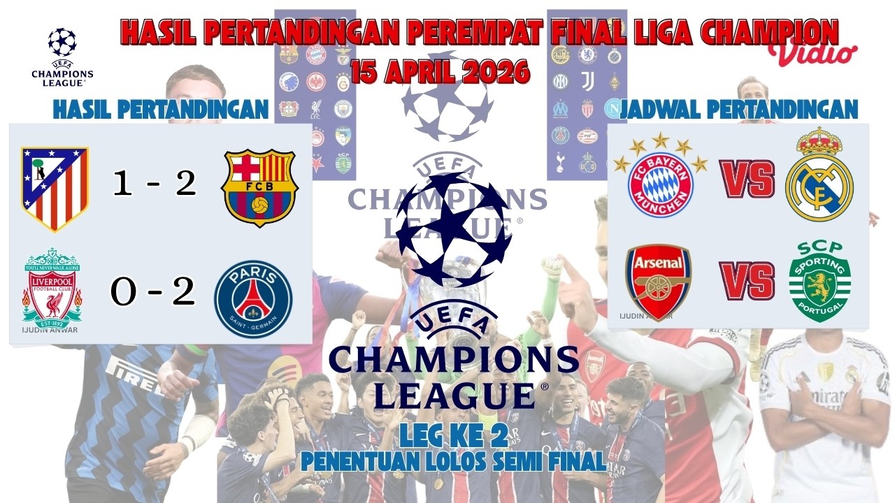 Hasil Pertandingan Perempat Final Liga Champion ~ LIVERPOOL VS PSG ~ ATLETICO MADRID VS BARCELONA