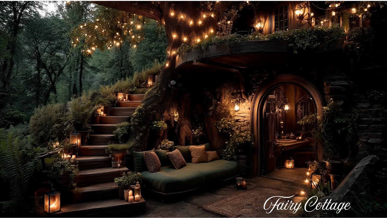 Relaxing sounds of the forest & Rustling leaves for Study and relax / Cozy Fairy Cottage