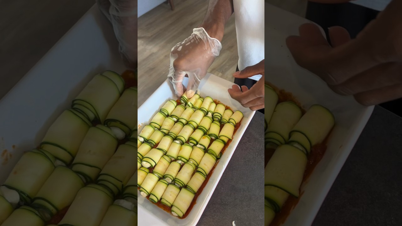 Recette healthy ULTRA gourmande : Courgettes roul&eacute;es &agrave; la ricotta #shorts #asmrfood #healthyfood