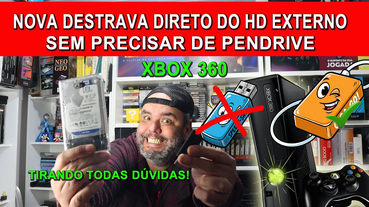 💣Meti um HD Externo ENORME no XBOX 360 e fiz o desbloqueio sem o Pendrive - Tirando todas dúvidas!