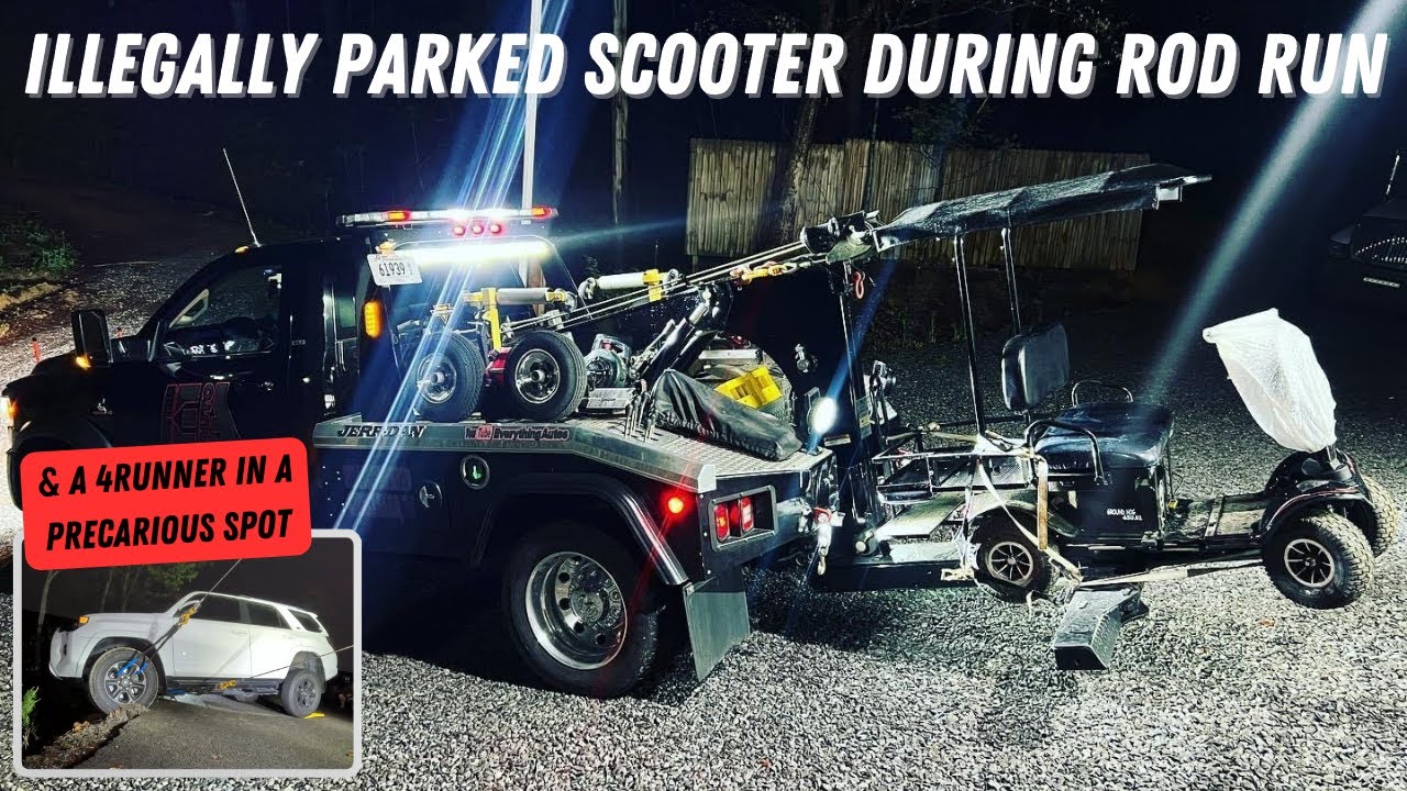 Illegally Parked Golf Cart At The Spring Rod Run 2023 & 4Runner In A Precarious Spot