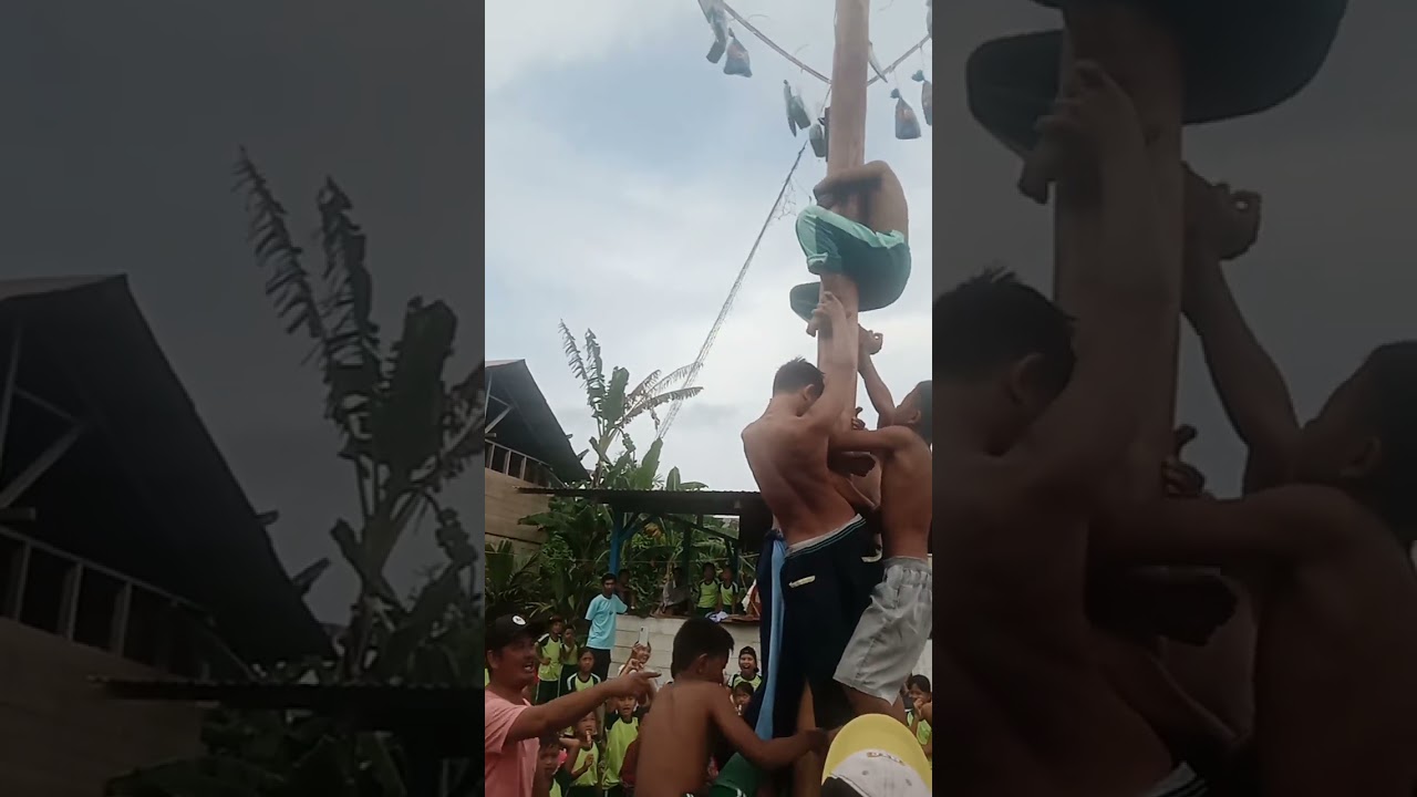 lomba panjat pinang HUT RI KE 78 DI DESA MALAKOPA