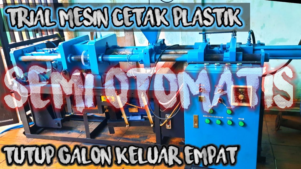 Trial Mesin Cetak Plastik Tutup Galon keluar empat semi otomatis hydraulic