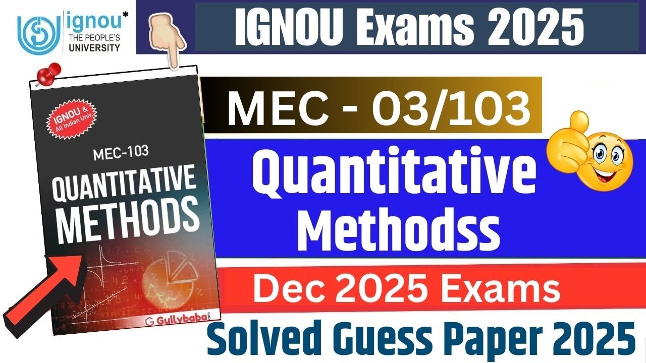 IGNOU MEC 03 Sample Paper 2025 || MEC IGNOU MA Economics || MEC 003/103 Previous Years Paper