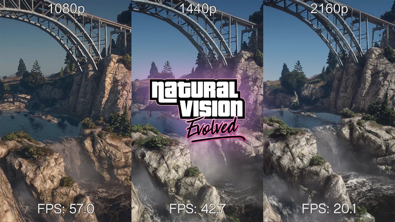 GTA 5 - NaturalVision Evolved - BENCHMARK Test - 1080p, 1440p, 2160p - i7 4770 & GTX 1080Ti
