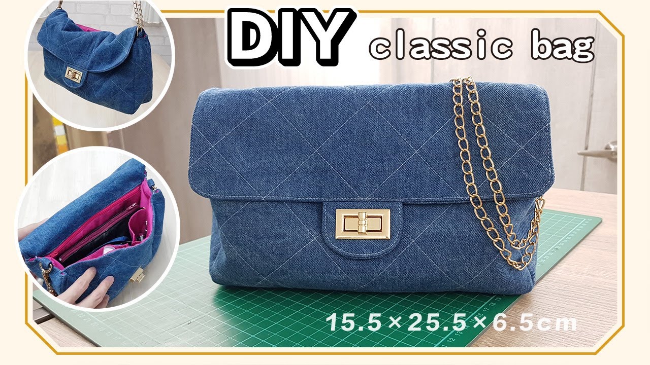 DIY經典款翻蓋包 壓線絎縫牛仔布包包 Classic Denim Purse Bag