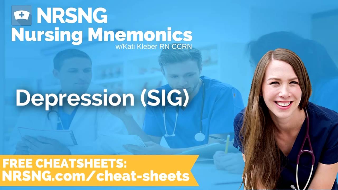 Depression SIG Nursing Mnemonics, Nursing School Study Tips