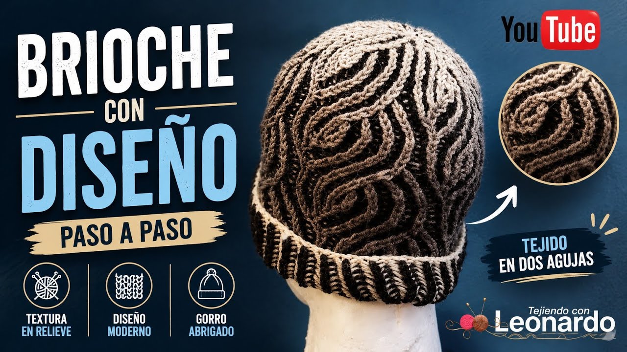 Como hacer Gorro en brioche circular Fácil y Rápido/Tejiendoconleonardo