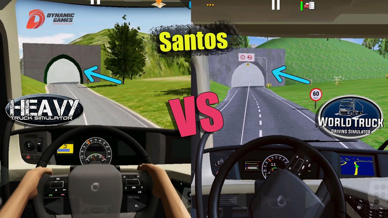 World Truck Driving Simulator VS Heavy Truck Simulator| Santos Map Comparison | Comparação