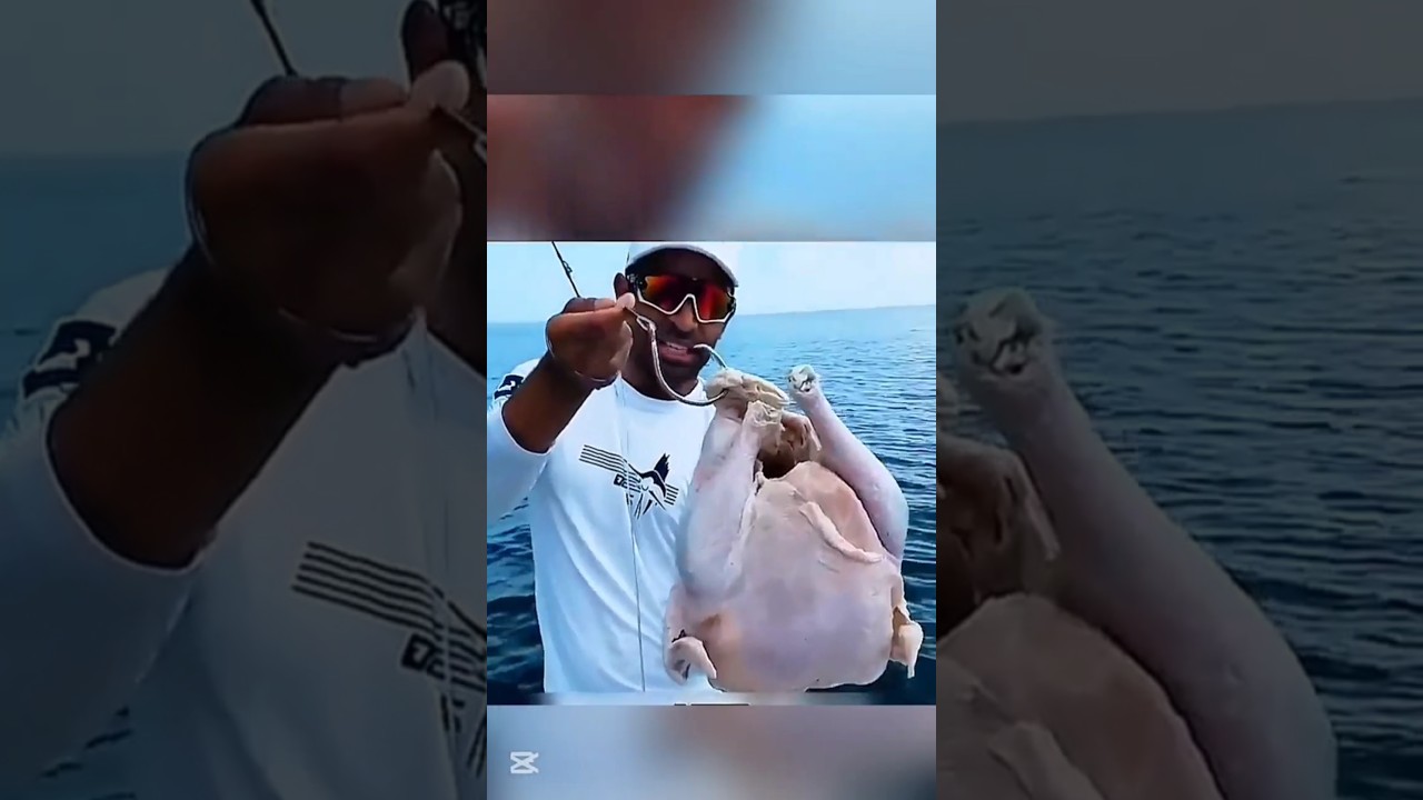 They caught a GIANT fish using a whole chicken as bait! 😨🔥🦈 #facts #animals #fishing