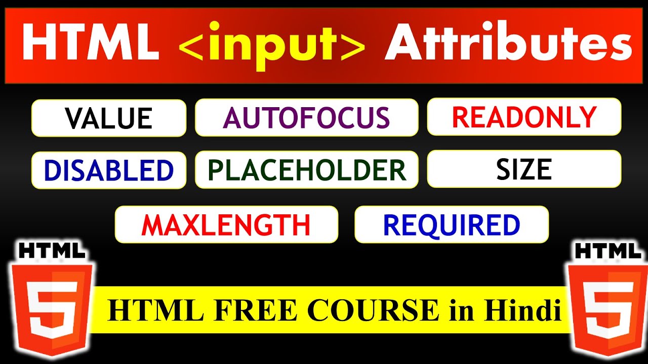 HTML5 - Input Attributes Tutorial | HTML Tutorial for Beginners | by Rahul Chaudhary