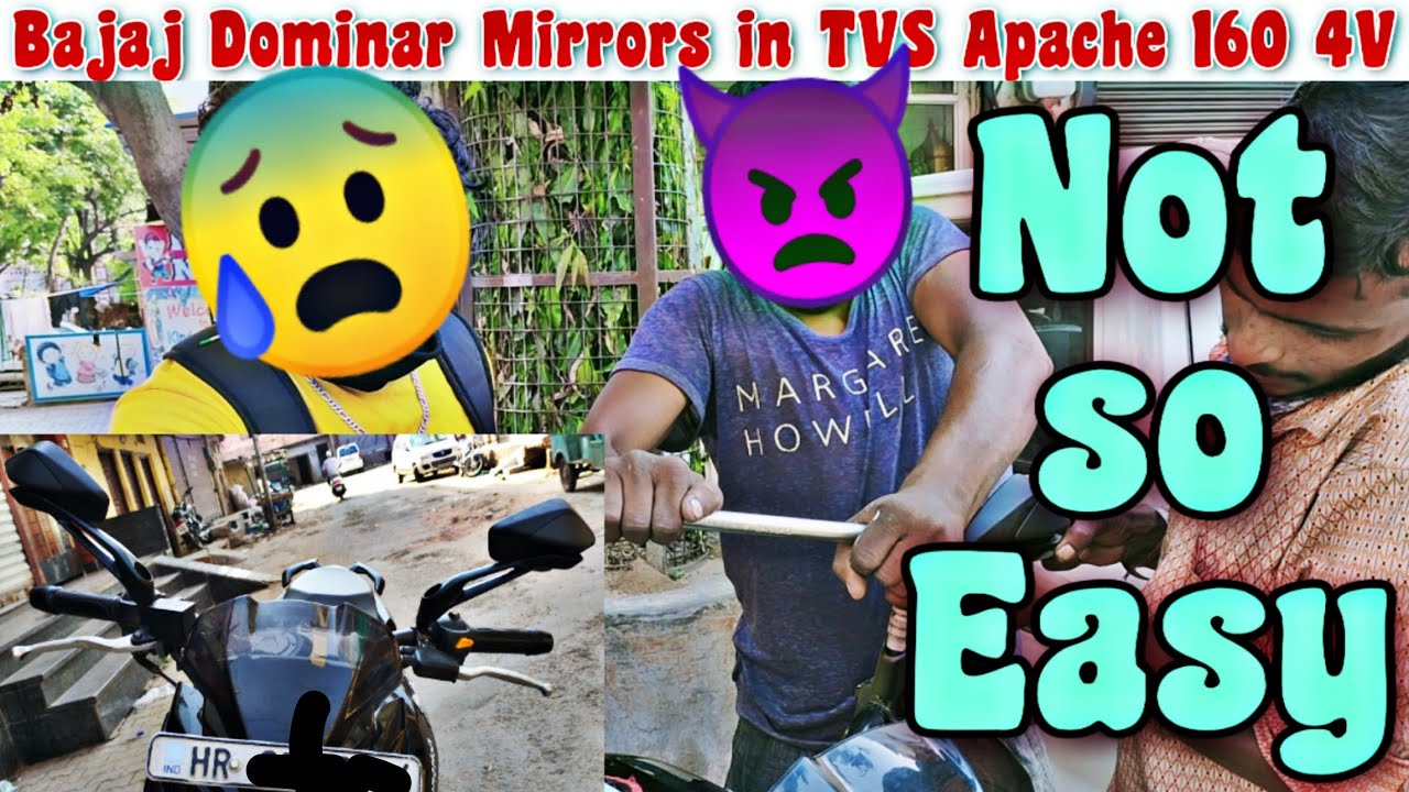 Installing Bajaj Dominar 400 Side Mirror in My TVS Apache 160 4V💥Dominar Mirror in TVS Apache 🤗