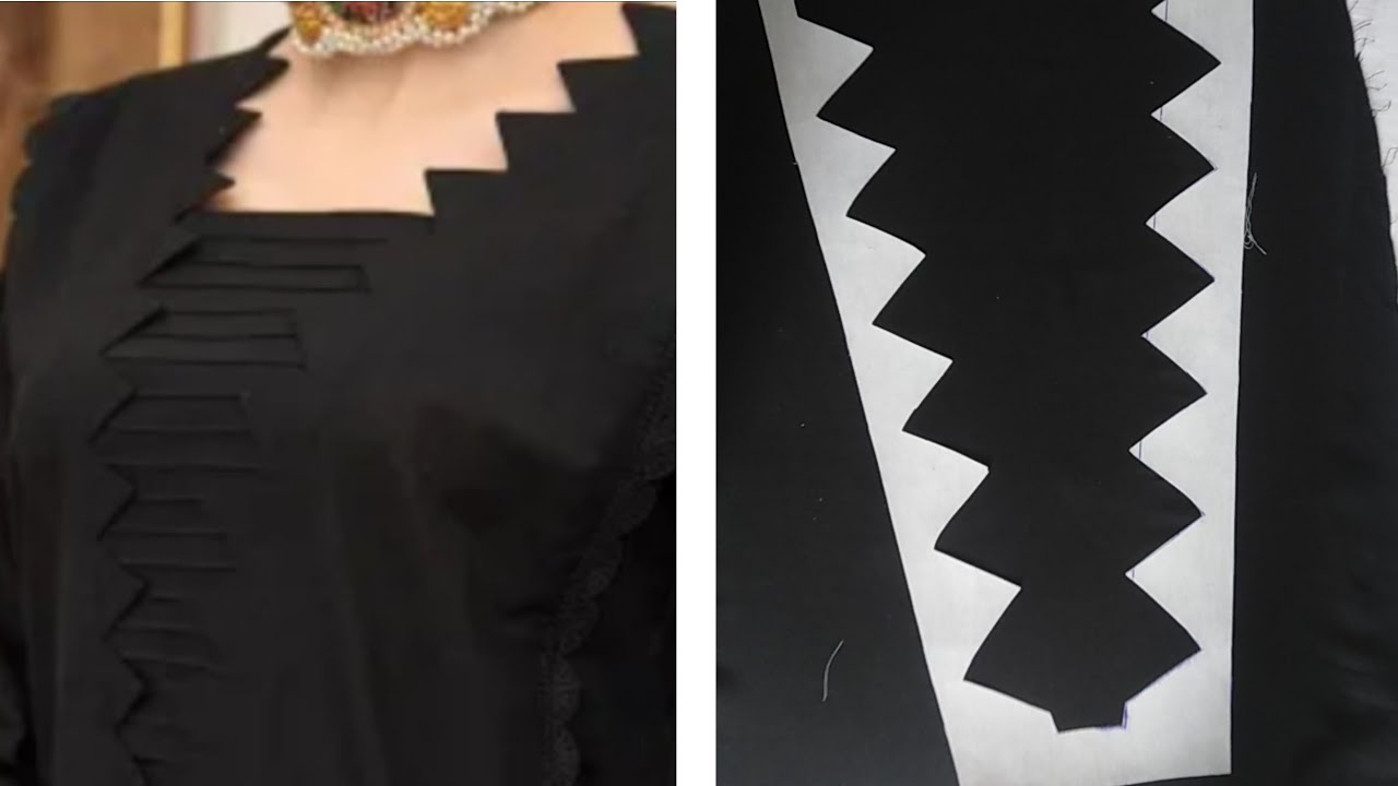 Beautiful Neck Design with Cutwork Triangle Samosa Neck Designs cutting and stitching.