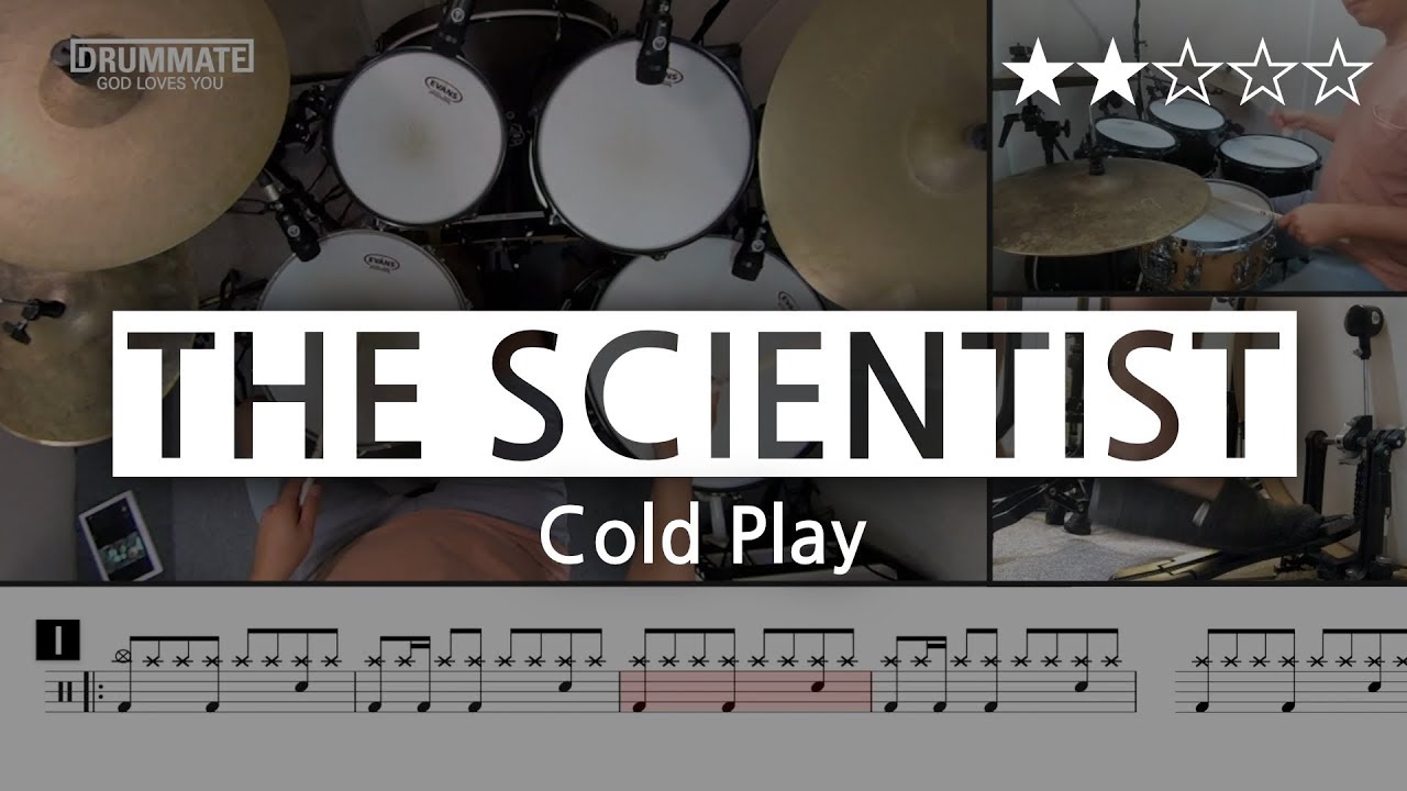 [Lv.04] The Scientist - Coldplay  (★★☆☆☆) Pop Drum Cover (Score, Lessons, Tutorial) | DRUMMATE