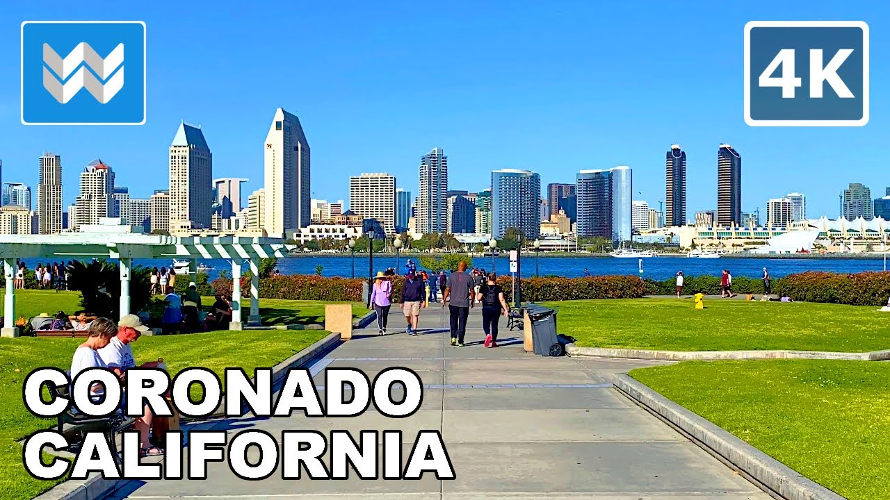 [4K] Coronado Ferry Landing Park (San Diego Skyline) California Walking Tour & Travel Guide 🎧