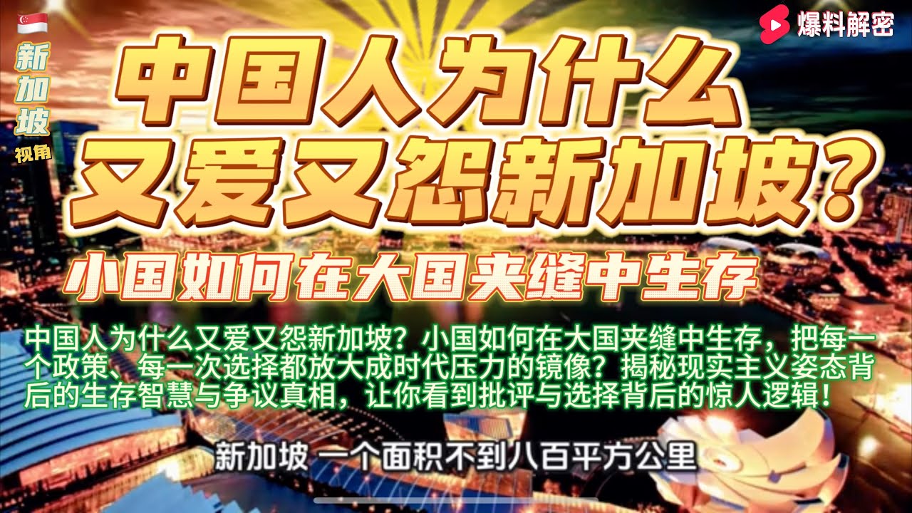中国人为什么又爱又怨新加坡？小国如何在大国夹缝中生存，把每一个政策、每一次选择都放大成时代压力的镜像？揭秘现实主义姿态背后的生存智慧与争议真相，让你看到批评与选择背后的惊人逻辑！