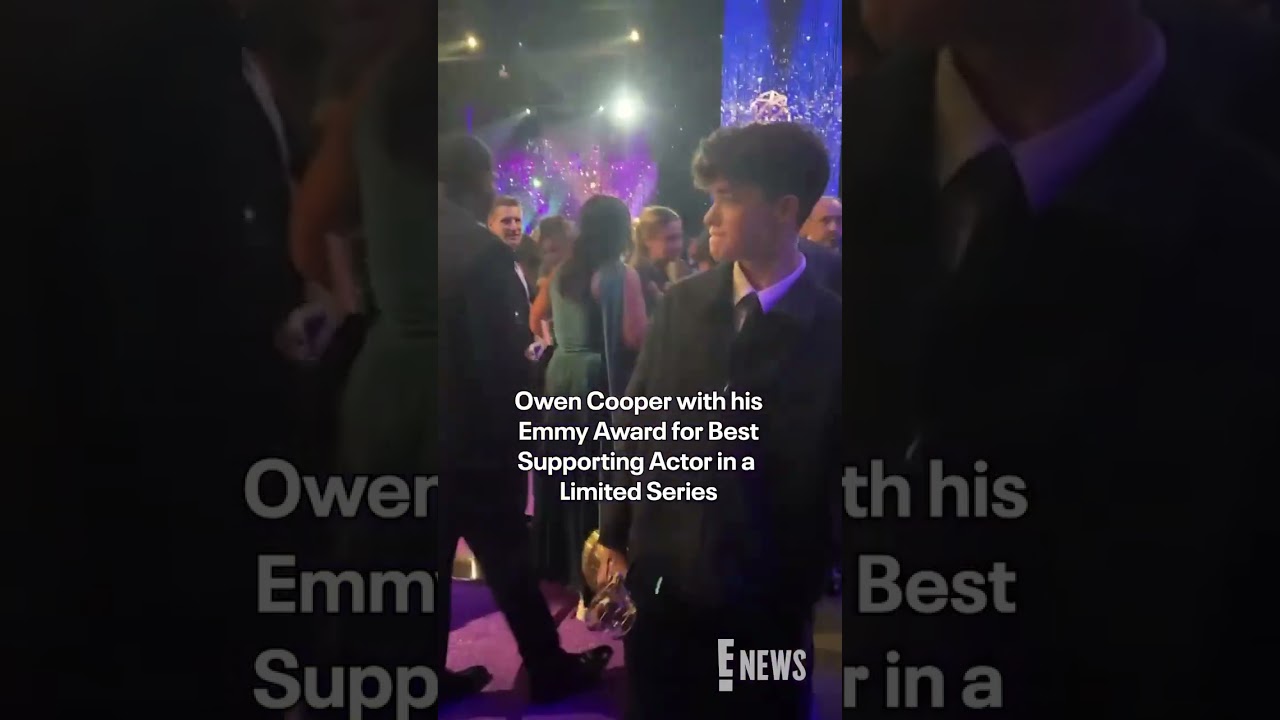 &ldquo;Adolescence&rdquo; star Owen Cooper, the youngest male actor to win an award at the #Emmys.