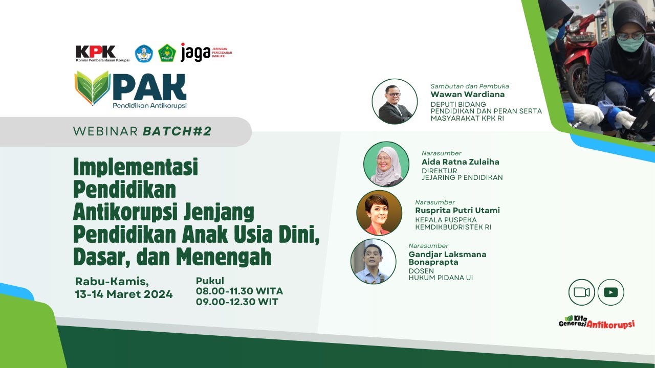 WEBINAR IMPLEMENTASI PENDIDIKAN ANTIKORUPSI JENJANG PAUPDASMEN BATCH 2