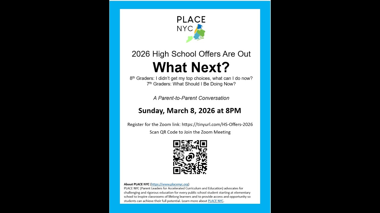 PLACE NYC High School Offers - What Next? March 2026