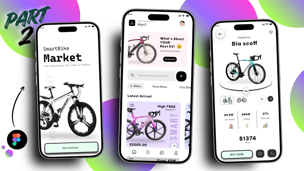 🚴 Bicycle App UI Design in Figma | Part 02 | 🔥#uidesign #figma