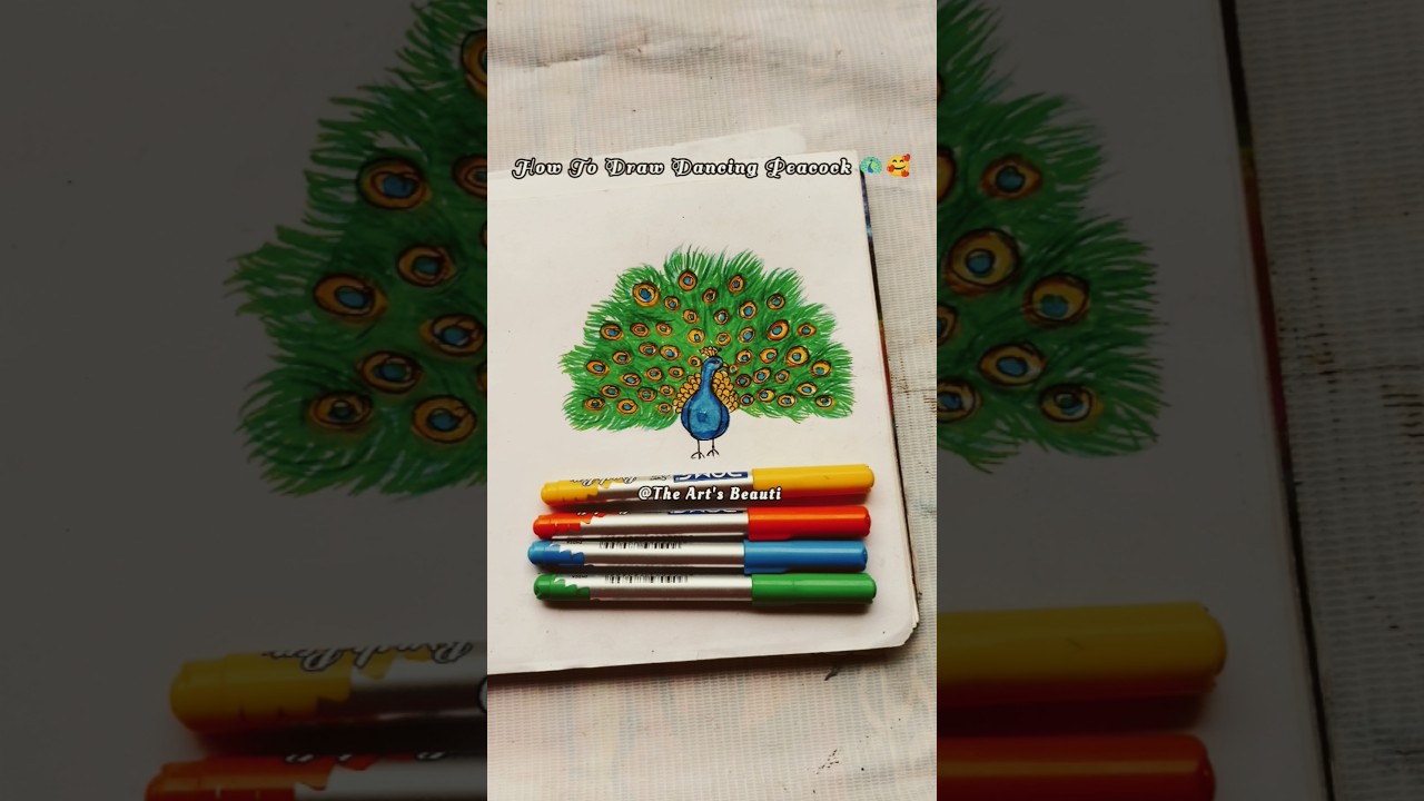 Dancing Peacock Drawing 🦚😍#shorts#trending