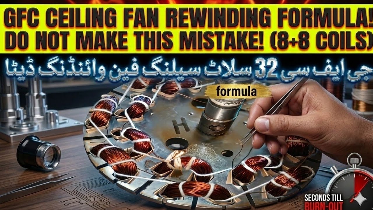 GFC 32 slot  electric ceiling fan Rewinding formula 8+8 coils