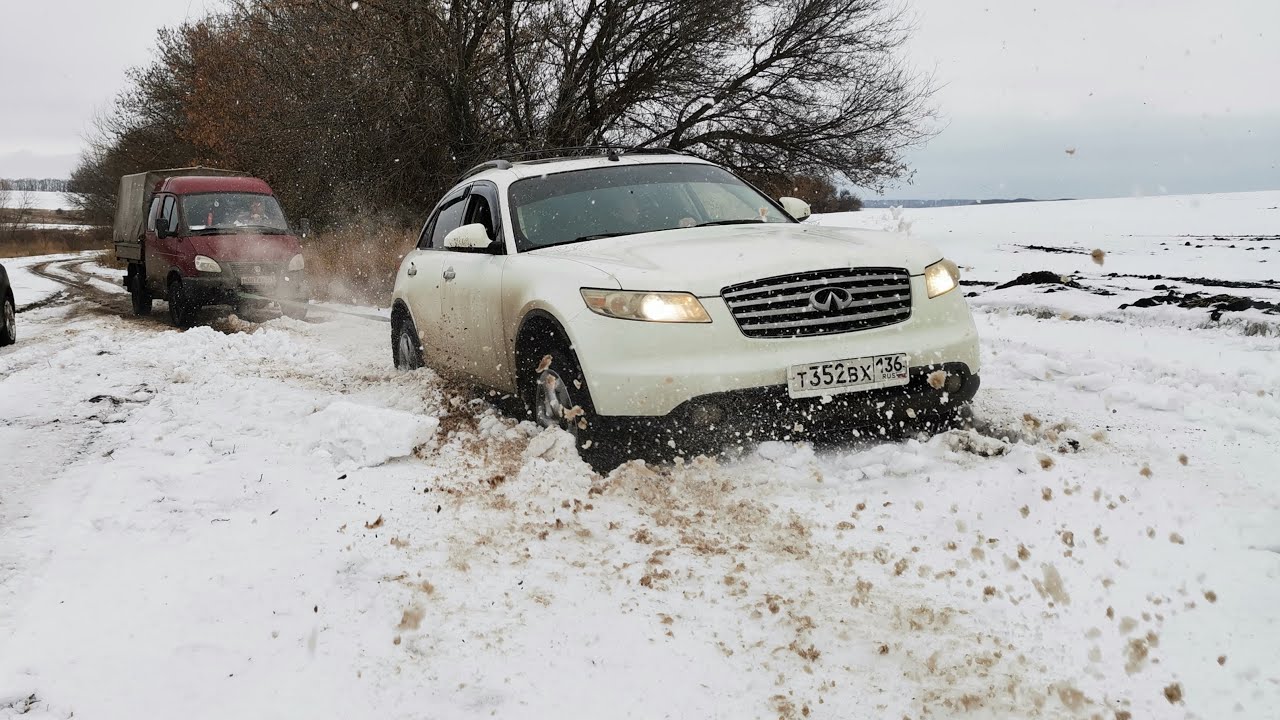 ПСИХ на INFINITI FX45 в СНЕГУ ДОЛБИТ на ВСЕ БАБКИ!!! AUDI A6, G35X, L200, AUDI A4, ВАЗ-2110 ОФФРОАД