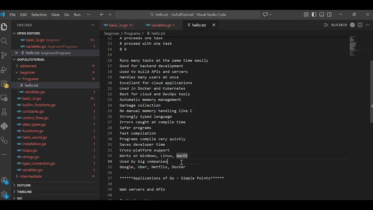 Golang Introduction and input/output functions