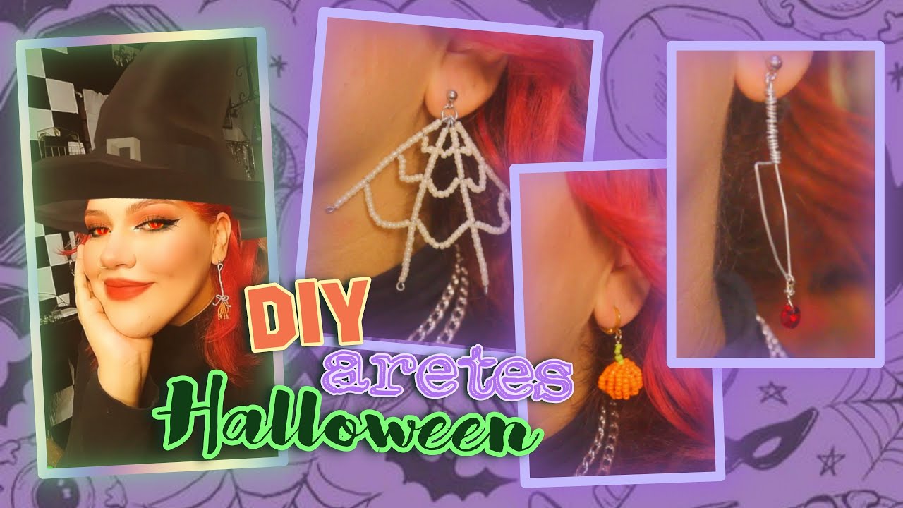 DIY ARETES de HALLOWEEN 🎃 hechos con CHAQUIRA (Abalorios AESTHETIC) 🍁
