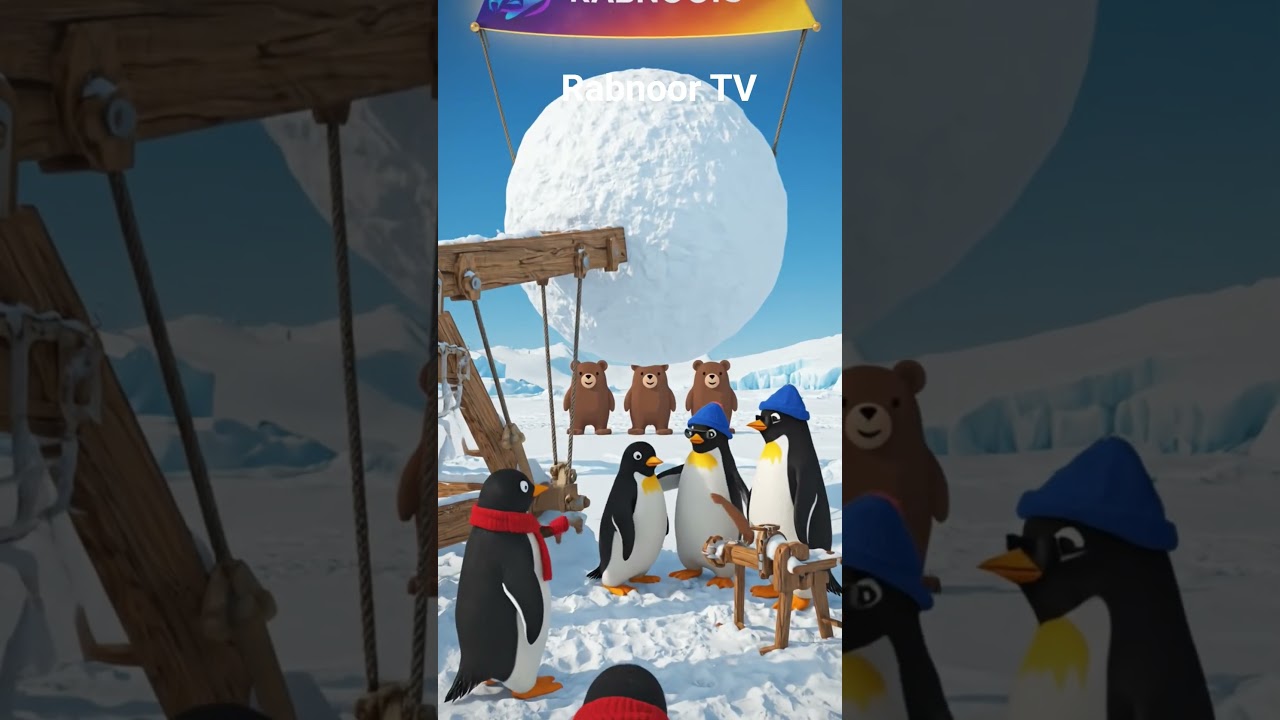 Penguins Bullseye #rabnoortv #shortsfeed #viral #penguins  #archery #bullseye #snowball #trebutchet