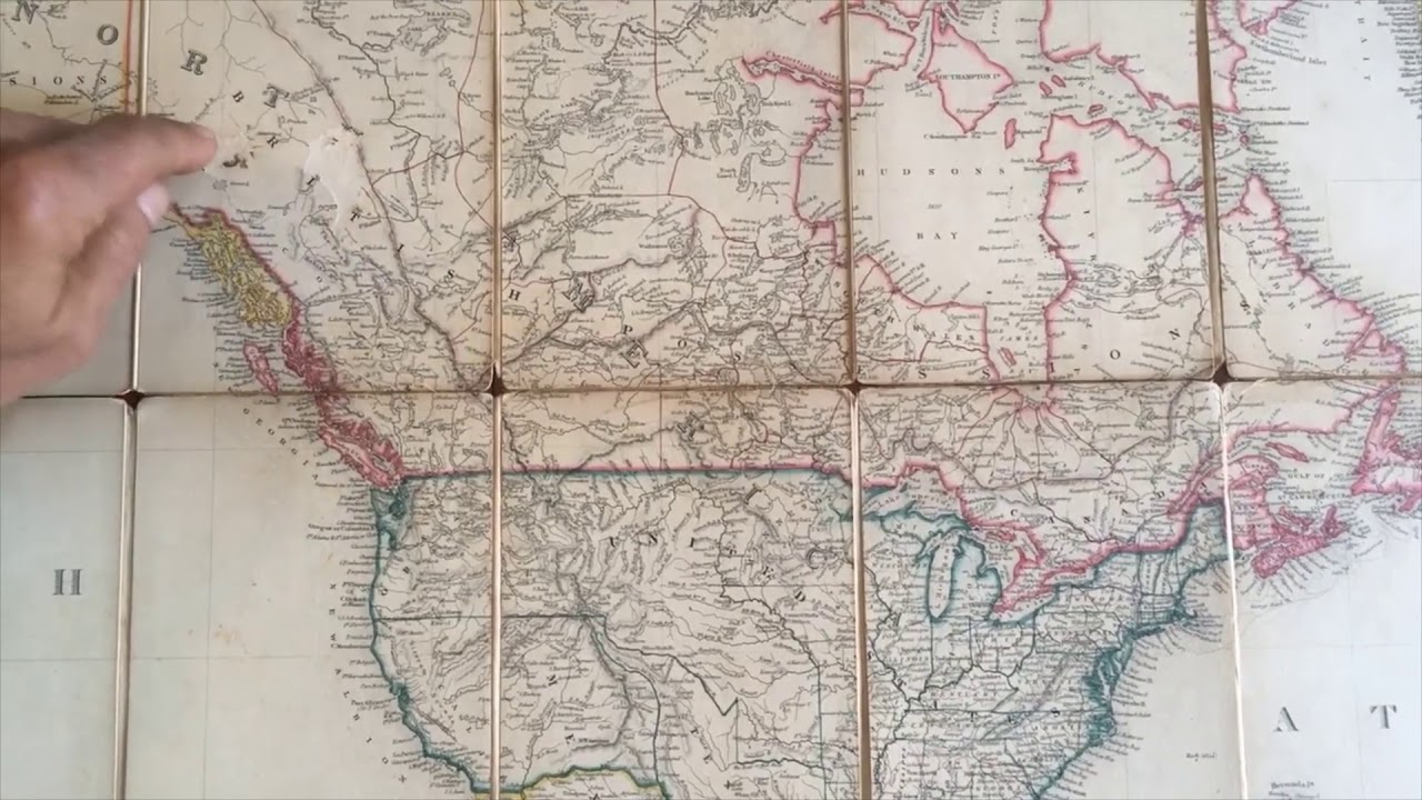Texas as Republic Americas wall map c.1848 by James Wyld 2 enormous linen backed folding maps rare