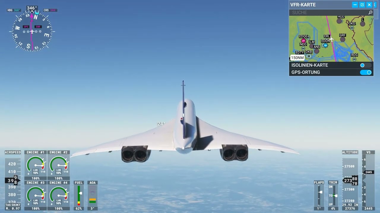 Microsoft Flight Simulator 2020 Flug Köln/Bonn - Hamburg Concorde