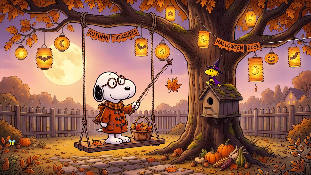 Snoopy's Halloween Dusk Jazz Hour 🌕 Relaxing Jazz Music for Studying & Quiet Nights
