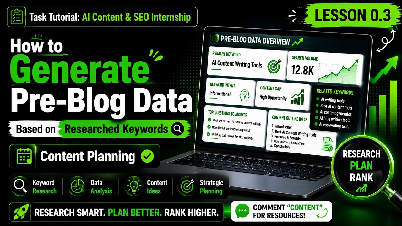 Generate Blog Data Fast Using Researched Keywords | SEO Internship