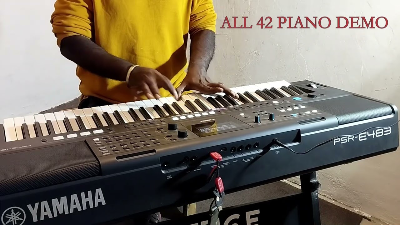 YAMAHA psr E-483 | all 42 piano voice demo